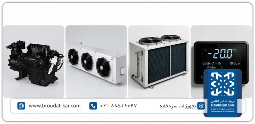: Refrigeration equipment for sour cherry and cherry cold storage, including compressor, evaporator, condenser, and digital controller