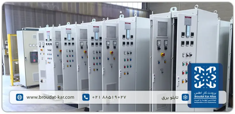 standing industrial cold storage and HVAC electrical control panels by Broudat Kar Atlas